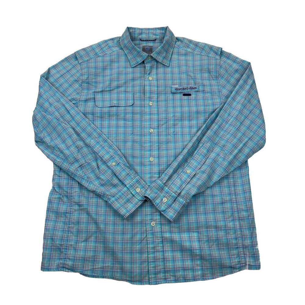 Vineyard Vines Harbor Shirt Lightweight Fishing Button Up Mens M Vented *flaw